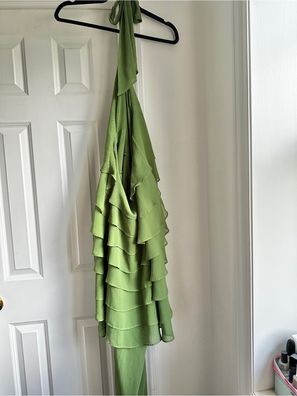 Third Form Olive Green Halter Ruffle Maxi Dress - Picture 7 of 7